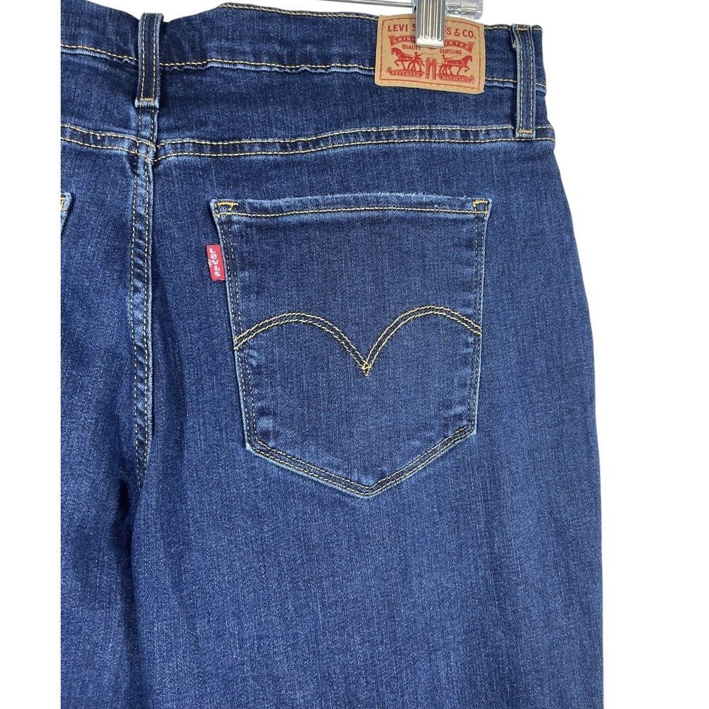 Levi's Sz 34 Women's‎ 724 High Rise Straight Jeans Frayed Raw Hem Dk Blue Wash - Picture 4 of 13